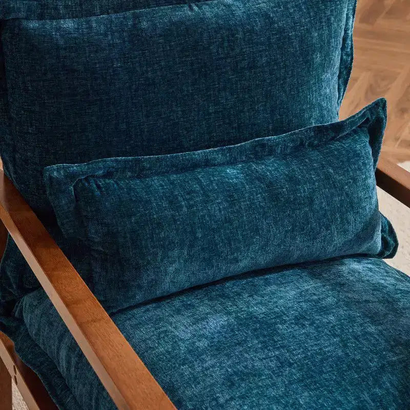 Chenille Velvet Accent Armchair with Lumbar Pillow, Single Seat – Beige / Blue / Brown / Dark Green / Gray / Mint Green / Teal / Yellow