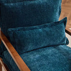 Chenille Velvet Accent Armchair with Lumbar Pillow, Single Seat – Beige / Blue / Brown / Dark Green / Gray / Mint Green / Teal / Yellow