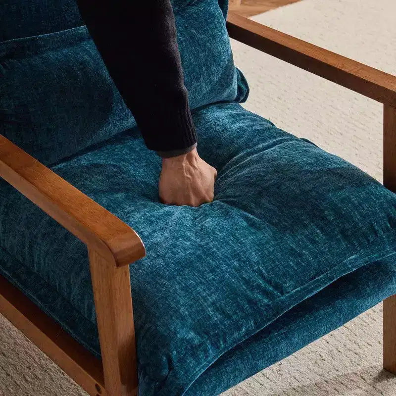 Chenille Velvet Accent Armchair with Lumbar Pillow, Single Seat – Beige / Blue / Brown / Dark Green / Gray / Mint Green / Teal / Yellow