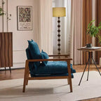 Chenille Velvet Accent Armchair with Lumbar Pillow, Single Seat – Beige / Blue / Brown / Dark Green / Gray / Mint Green / Teal / Yellow
