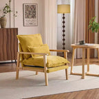 Chenille Velvet Accent Armchair with Lumbar Pillow, Single Seat – Beige / Blue / Brown / Dark Green / Gray / Mint Green / Teal / Yellow