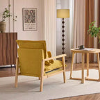 Chenille Velvet Accent Armchair with Lumbar Pillow, Single Seat – Beige / Blue / Brown / Dark Green / Gray / Mint Green / Teal / Yellow