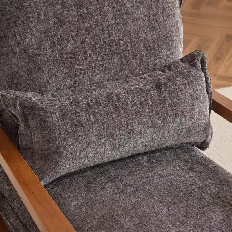 Chenille Velvet Accent Armchair with Lumbar Pillow, Single Seat – Beige / Blue / Brown / Dark Green / Gray / Mint Green / Teal / Yellow
