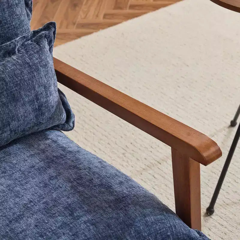 Chenille Velvet Accent Armchair with Lumbar Pillow, Single Seat – Beige / Blue / Brown / Dark Green / Gray / Mint Green / Teal / Yellow