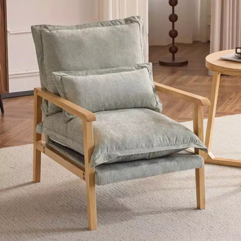 Chenille Velvet Accent Armchair with Lumbar Pillow, Single Seat – Beige / Blue / Brown / Dark Green / Gray / Mint Green / Teal / Yellow