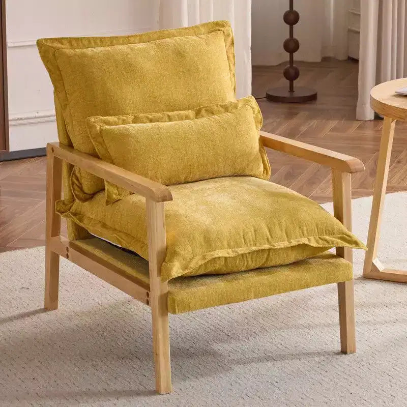 Chenille Velvet Accent Armchair with Lumbar Pillow, Single Seat – Beige / Blue / Brown / Dark Green / Gray / Mint Green / Teal / Yellow