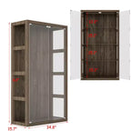 Brown Glass Display Cabinet with LED Lights, 2-Door, Single
