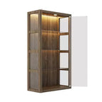 Brown Glass Display Cabinet with LED Lights, 2-Door, Single