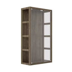 Brown Glass Display Cabinet with LED Lights, 2-Door, Single