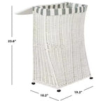 White Rattan Laundry Hamper with Lid, Single Compartment
