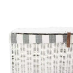 White Rattan Laundry Hamper with Lid, Single Compartment