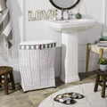 White Rattan Laundry Hamper with Lid, Single Compartment