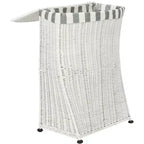 White Rattan Laundry Hamper with Lid, Single Compartment