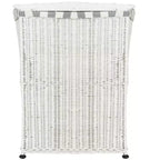White Rattan Laundry Hamper with Lid, Single Compartment