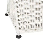 White Rattan Laundry Hamper with Lid, Single Compartment