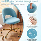 Multi-Color Velvet Armless Swivel Desk Chair with Wheels, Single Seat
