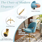 Multi-Color Velvet Armless Swivel Desk Chair with Wheels, Single Seat