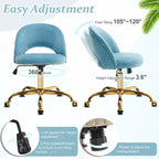 Multi-Color Velvet Armless Swivel Desk Chair with Wheels, Single Seat