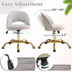 Multi-Color Velvet Armless Swivel Desk Chair with Wheels, Single Seat