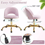 Multi-Color Velvet Armless Swivel Desk Chair with Wheels, Single Seat