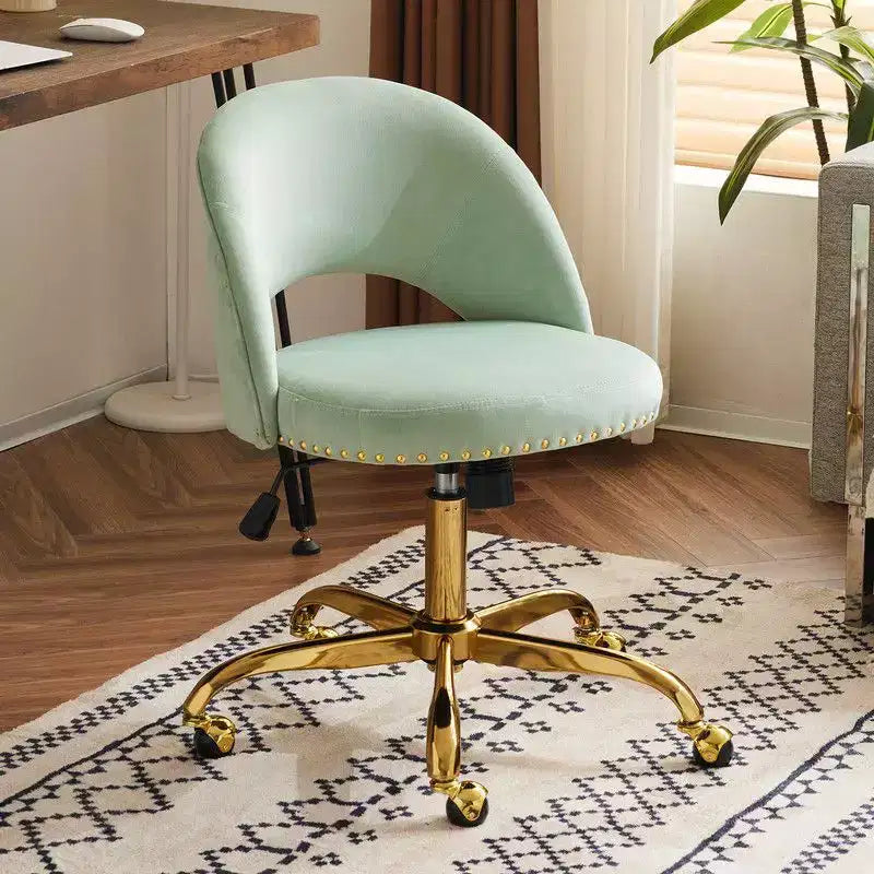 Multi-Color Velvet Armless Swivel Desk Chair with Wheels, Single Seat
