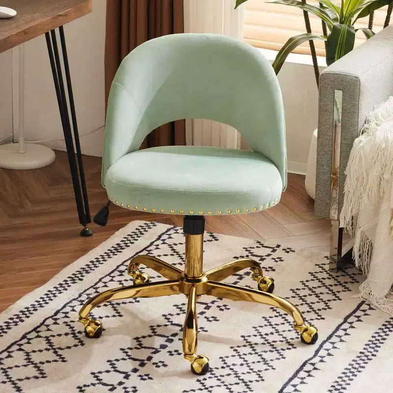 Multi-Color Velvet Armless Swivel Desk Chair with Wheels, Single Seat