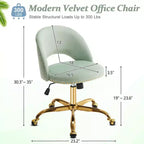 Multi-Color Velvet Armless Swivel Desk Chair with Wheels, Single Seat