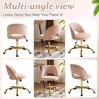 Multi-Color Velvet Armless Swivel Desk Chair with Wheels, Single Seat