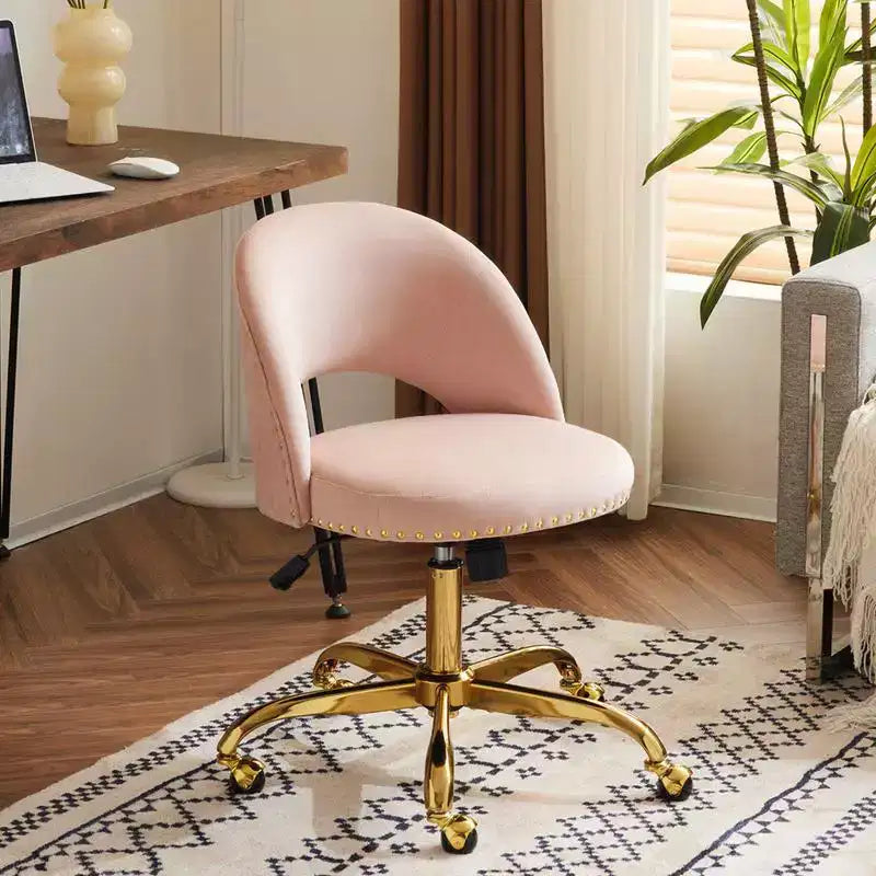 Multi-Color Velvet Armless Swivel Desk Chair with Wheels, Single Seat