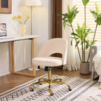 Multi-Color Velvet Armless Swivel Desk Chair with Wheels, Single Seat