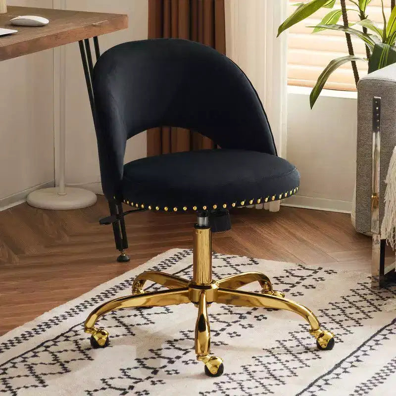Multi-Color Velvet Armless Swivel Desk Chair with Wheels, Single Seat