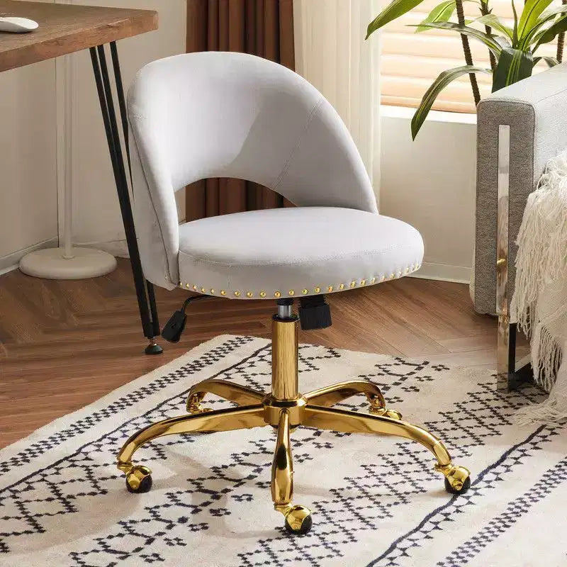 Multi-Color Velvet Armless Swivel Desk Chair with Wheels, Single Seat