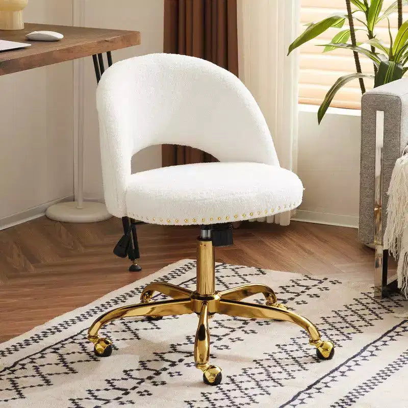 Multi-Color Velvet Armless Swivel Desk Chair with Wheels, Single Seat