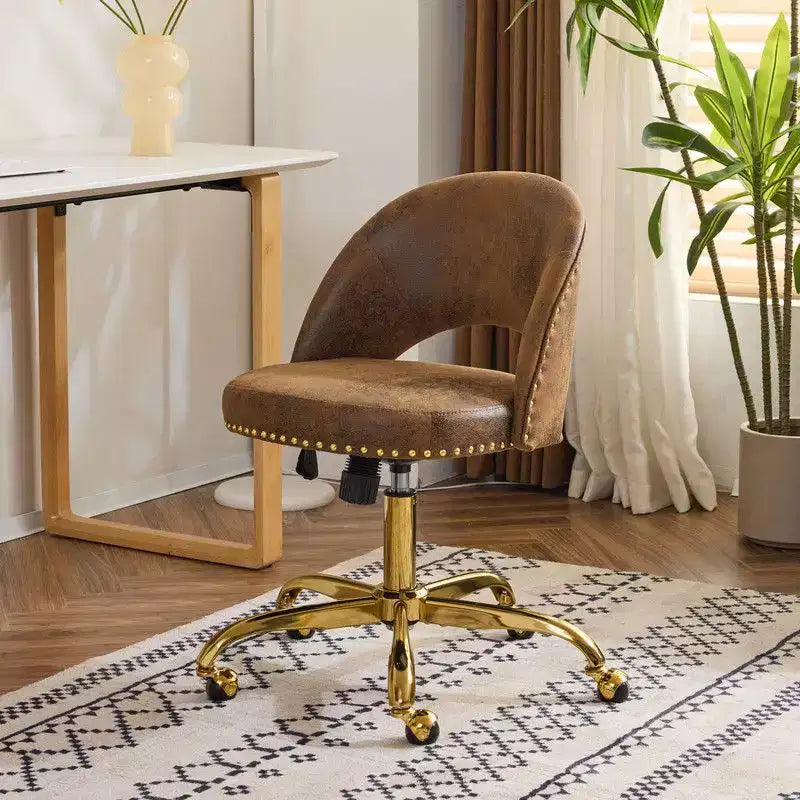 Multi-Color Velvet Armless Swivel Desk Chair with Wheels, Single Seat