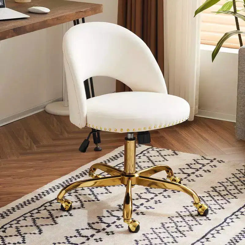 Multi-Color Velvet Armless Swivel Desk Chair with Wheels, Single Seat