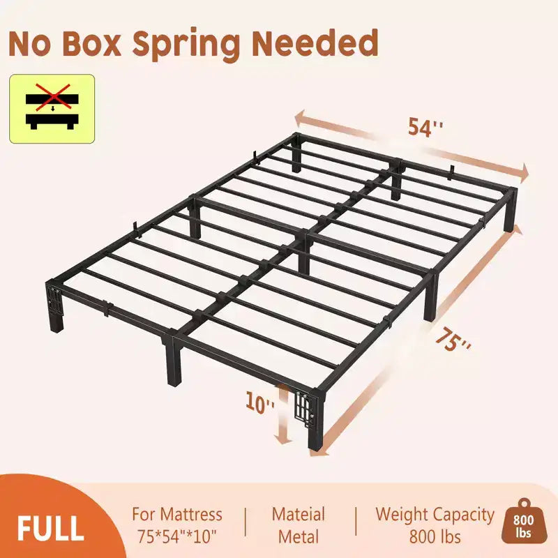 Black Metal Platform Bed Frame, No Box Spring Needed, Supports up to 800 lbs, for 1–2 Person