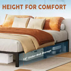 Black Metal Platform Bed Frame, No Box Spring Needed, Supports up to 800 lbs, for 1–2 Person