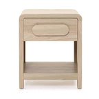 LuxenHome 21.65 H Nightstand with Storage, End Table with Light Wood Finish, Drawer & Open Shelf Brown