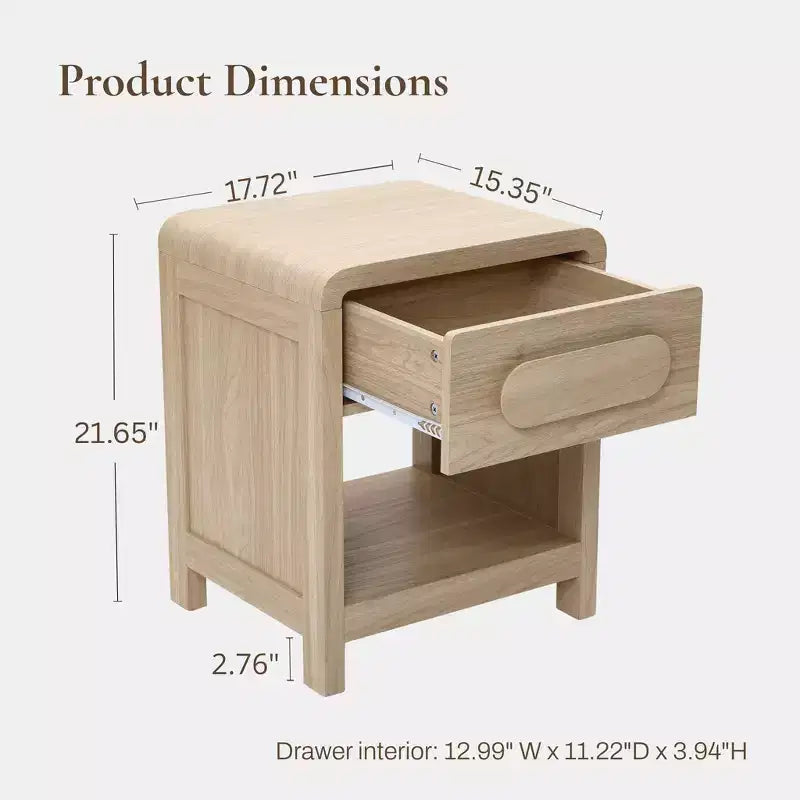 Brown Nightstand with Drawer & Open Shelf, 1-Piece