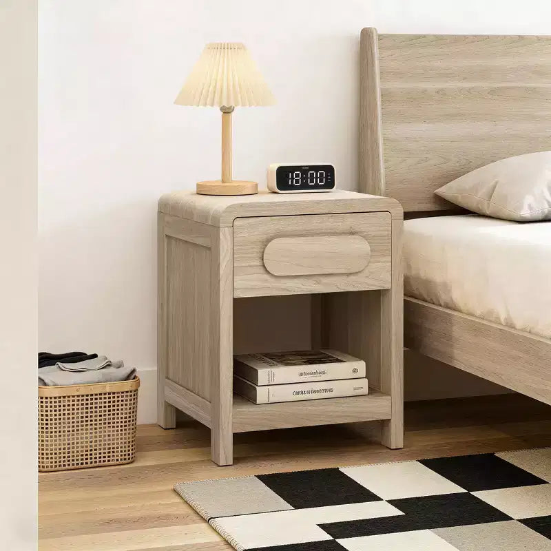 Brown Nightstand with Drawer & Open Shelf, 1-Piece