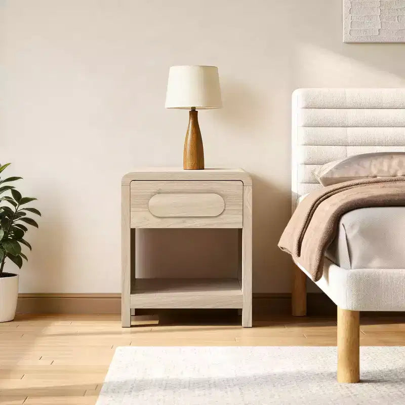 Brown Nightstand with Drawer & Open Shelf, 1-Piece