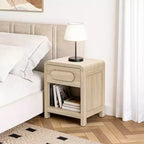 Brown Nightstand with Drawer & Open Shelf, 1-Piece