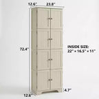 White Freestanding Tall Storage Cabinet with 8 Doors & 4 Shelves, 1-Person Assembly