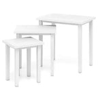 White Farmhouse Rectangle Nesting Side Table Set, 3-Piece