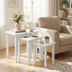 White Farmhouse Rectangle Nesting Side Table Set, 3-Piece