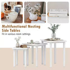 White Farmhouse Rectangle Nesting Side Table Set, 3-Piece