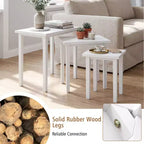 White Farmhouse Rectangle Nesting Side Table Set, 3-Piece