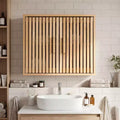 Natural Wall-Mounted Bathroom Cabinet with Slatted Doors & Adjustable Shelf, 1-Person