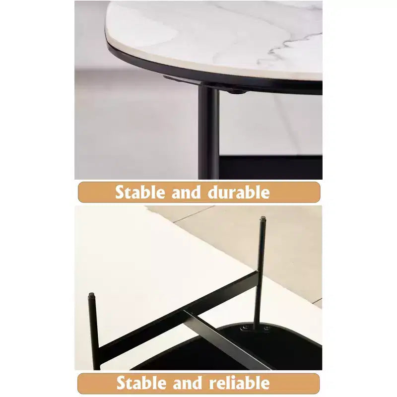 White Square Coffee Table with Open Shelf, 4-Leg Ceramic Base, 1-Person Assembly