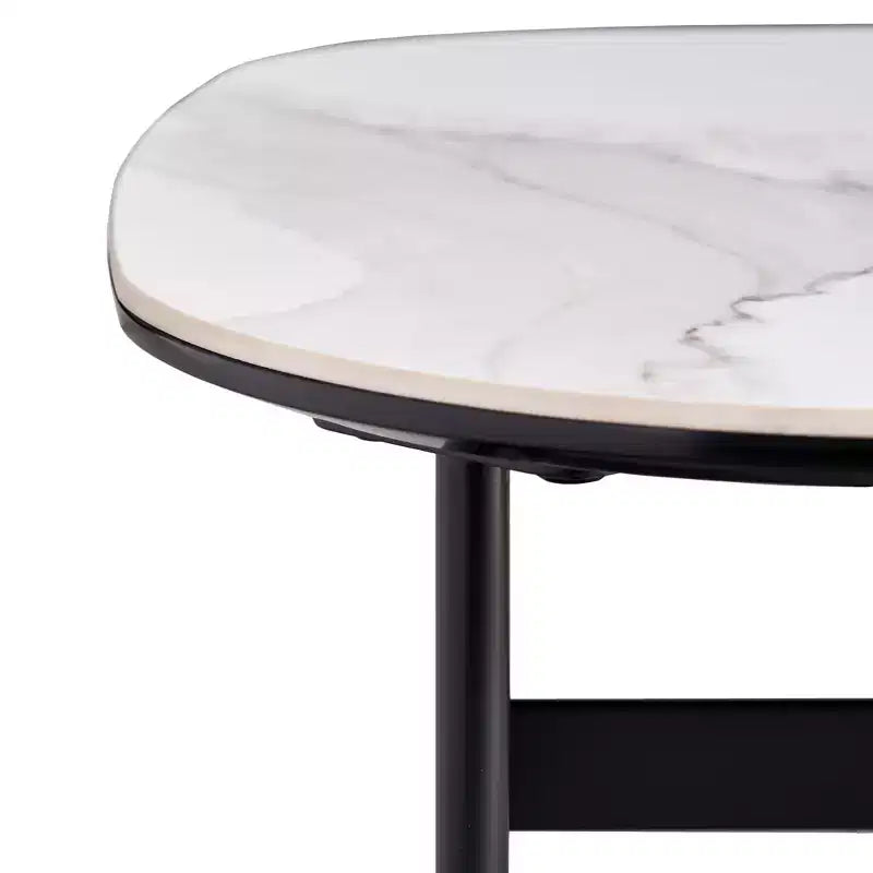 White Square Coffee Table with Open Shelf, 4-Leg Ceramic Base, 1-Person Assembly